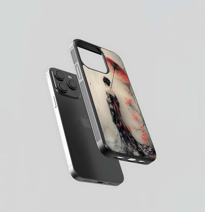 Geisha with Cherry Blossoms Glass Case