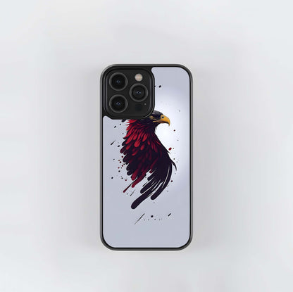 Red Feathers Eagle Illustration Glass Case