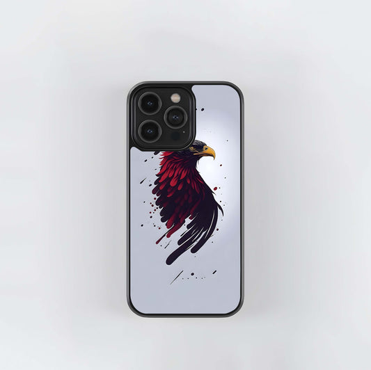 Red Feathers Eagle Illustration Glass Case