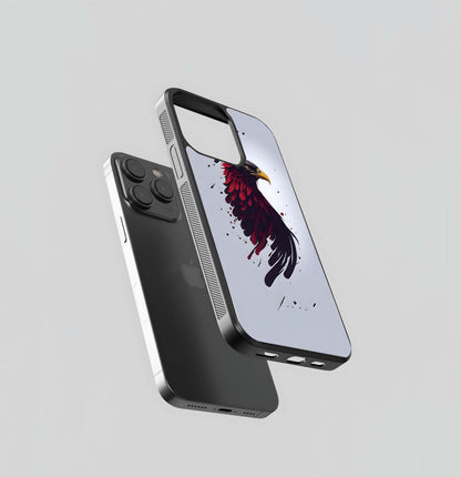 Red Feathers Eagle Illustration Glass Case