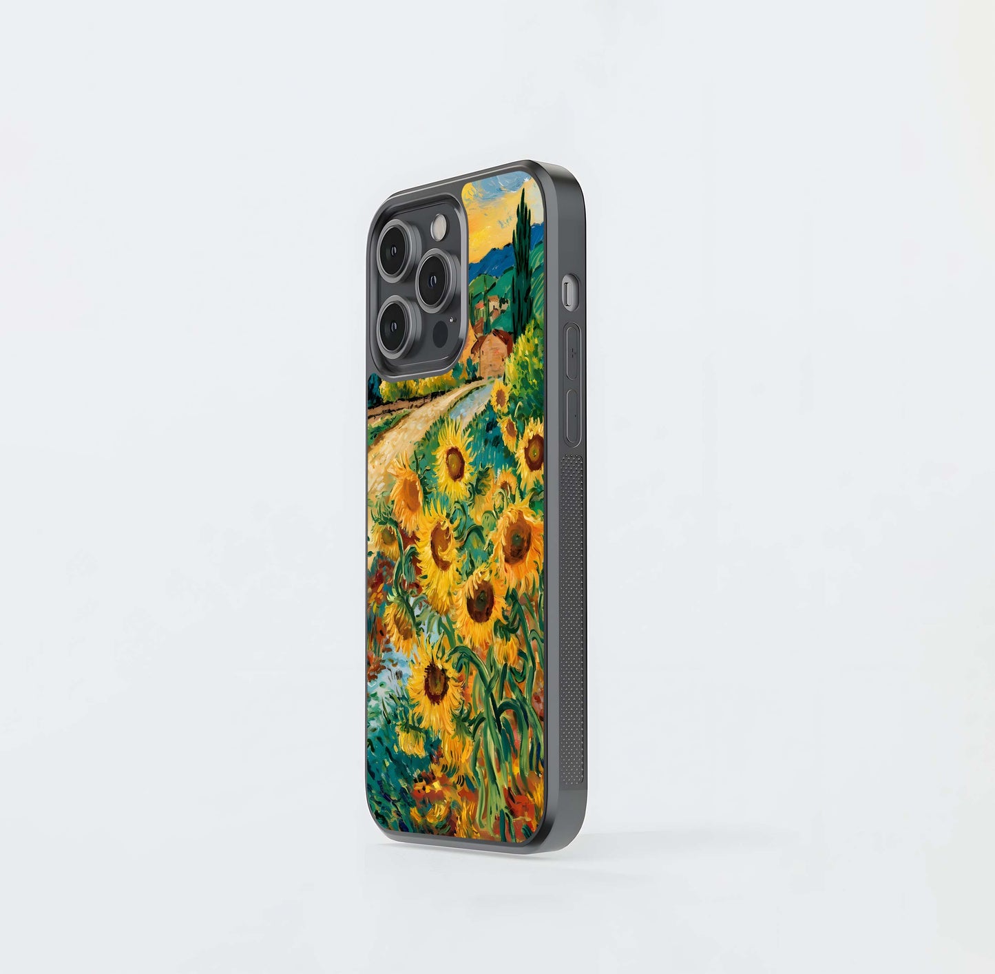 Golden Sunflowers Path Glass Case