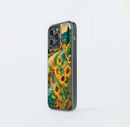 Golden Sunflowers Path Glass Case