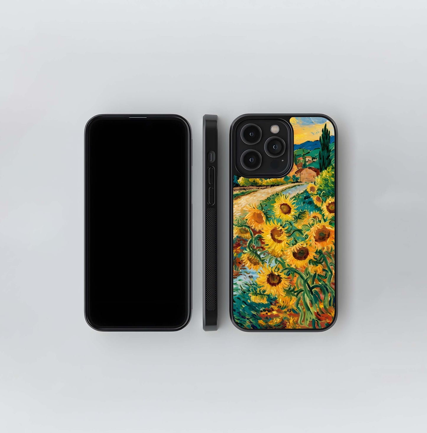 Golden Sunflowers Path Glass Case