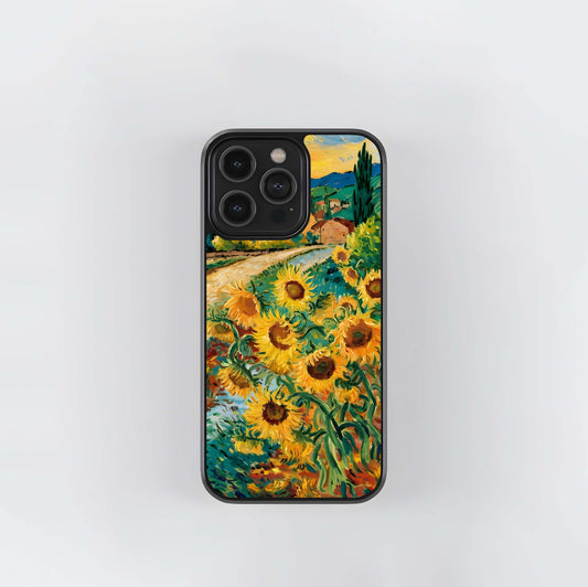 Golden Sunflowers Path Glass Case