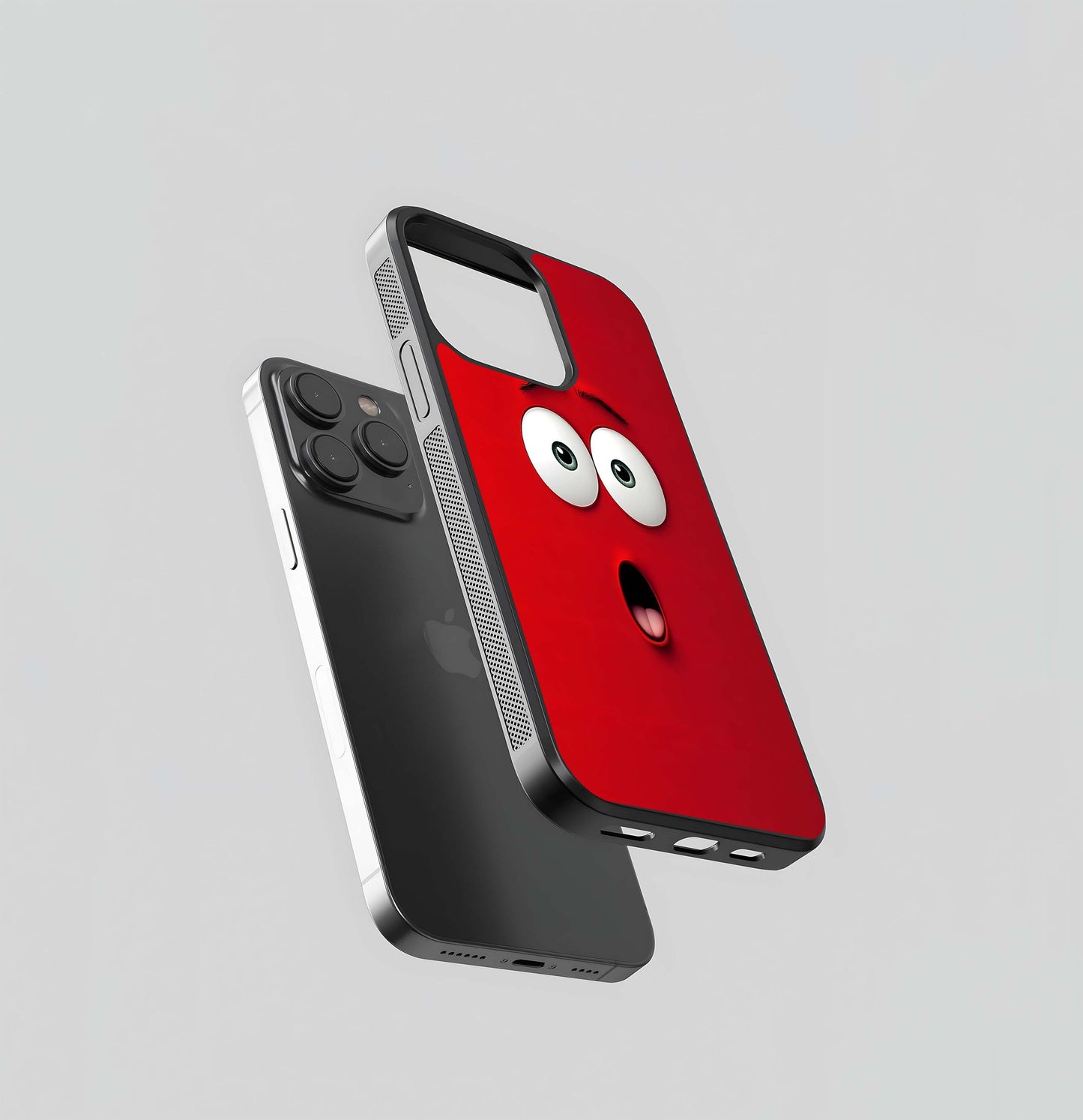 Shocked Face with Wide Eyes on Red Background Glass Case