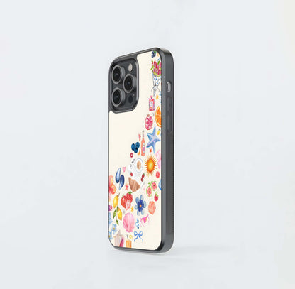 Aesthetic Colorful Doodles Glass Case