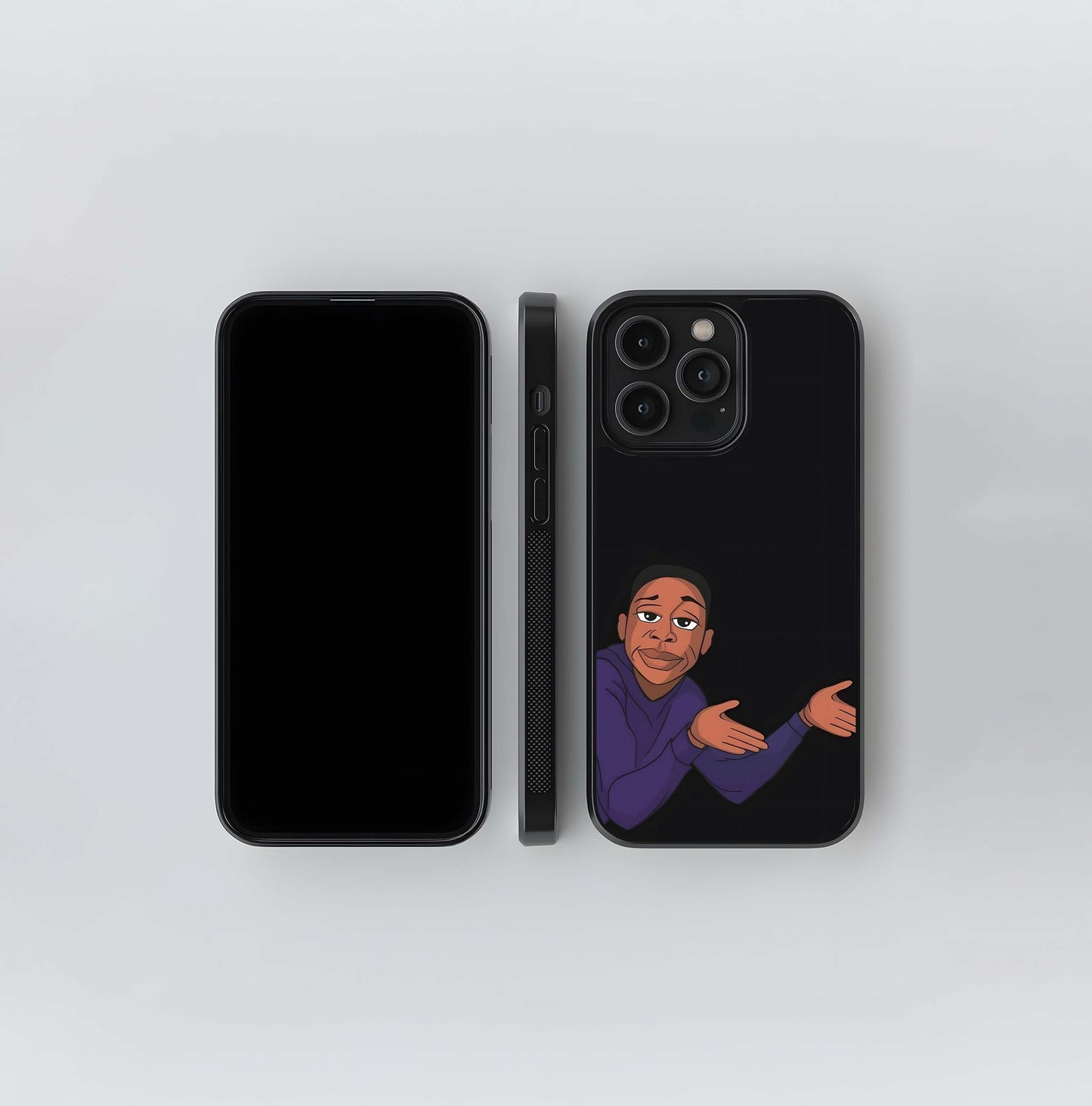 Shrugging Man Meme Cartoon Glass Case