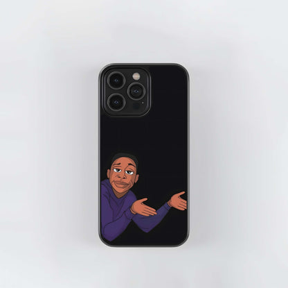 Shrugging Man Meme Cartoon Glass Case