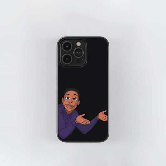 Shrugging Man Meme Cartoon Glass Case