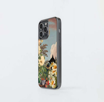 Hidden Cat with florals Glass Case