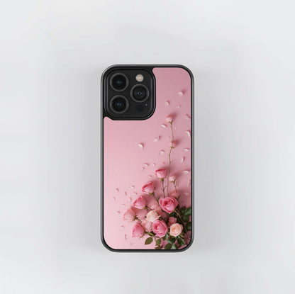 Cascading Blush Roses Glass Case