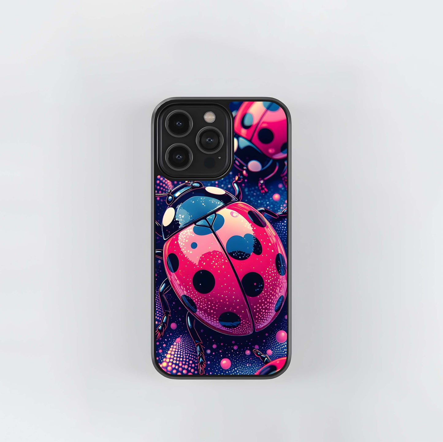 Electric Neon Ladybugs Glass Case