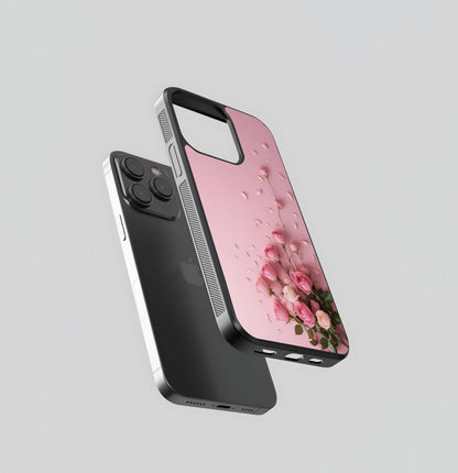 Cascading Blush Roses Glass Case