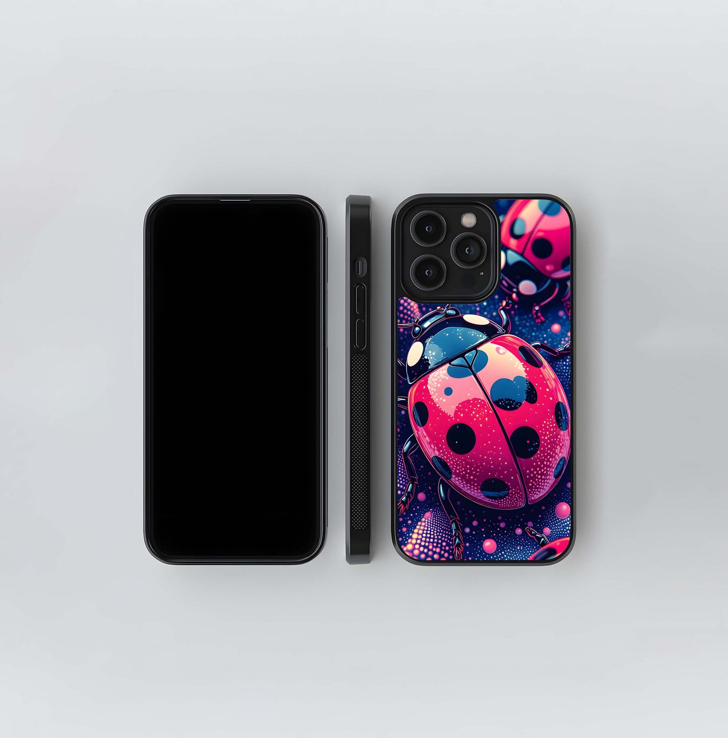 Electric Neon Ladybugs Glass Case
