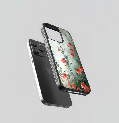 Cascading Coral Roses Glass Case