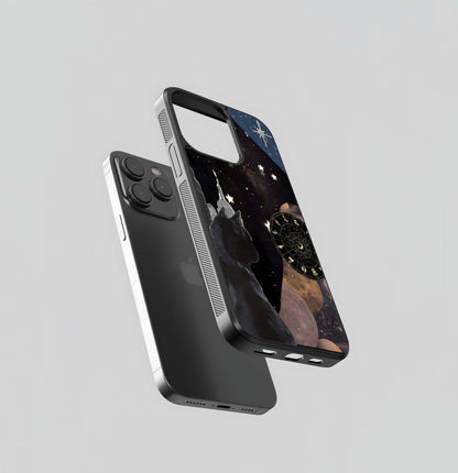 Black Cat Stars Zodiac Glass Case