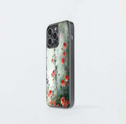 Cascading Coral Roses Glass Case