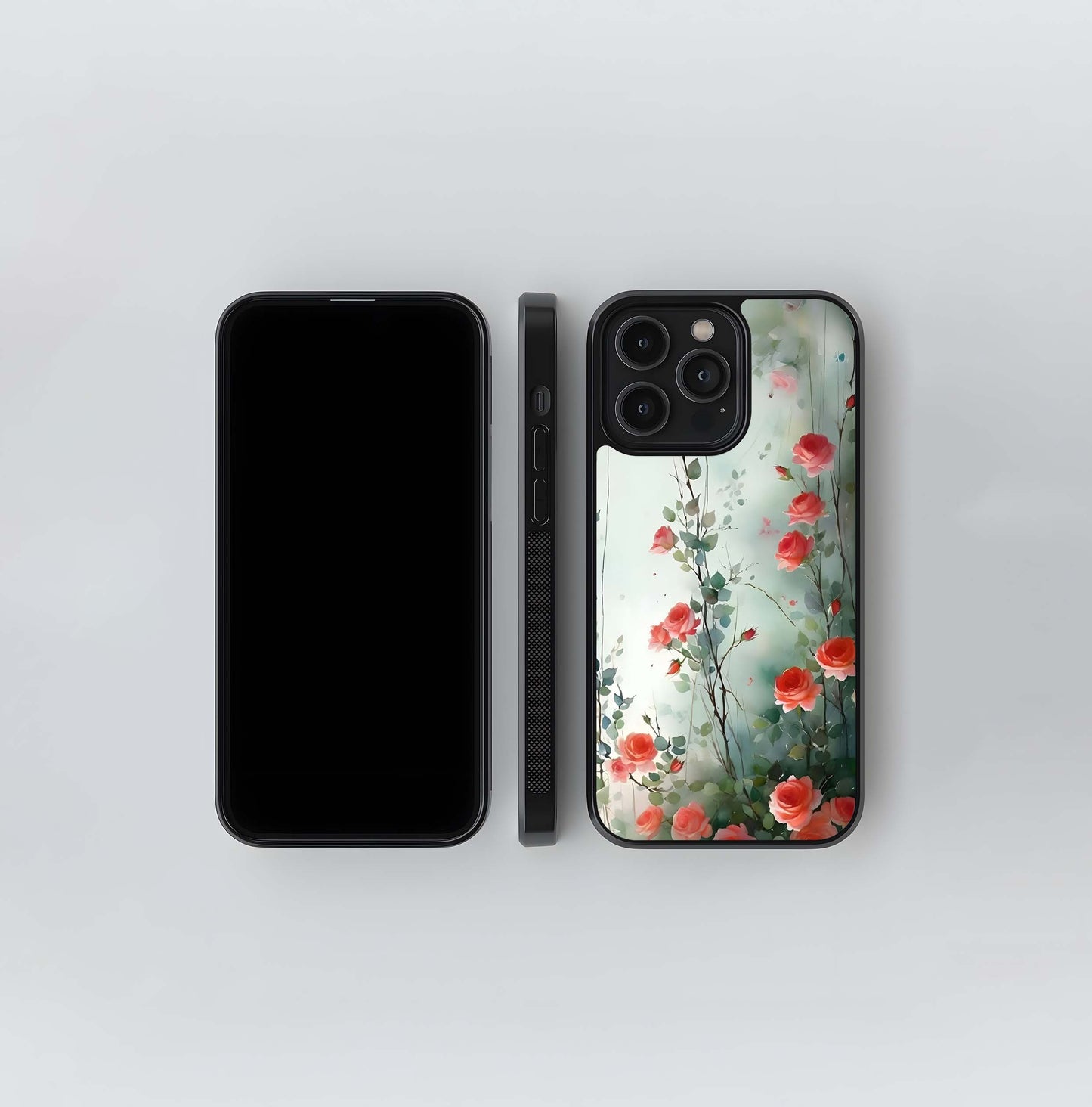 Cascading Coral Roses Glass Case