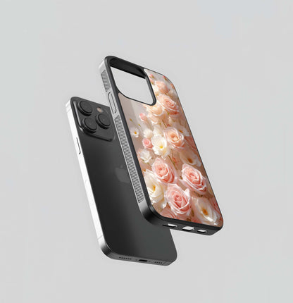 Cascading Soft Pink Roses Glass Case