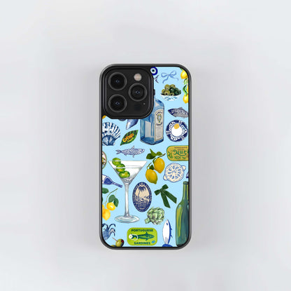 Blue Lemon Collage Glass Case