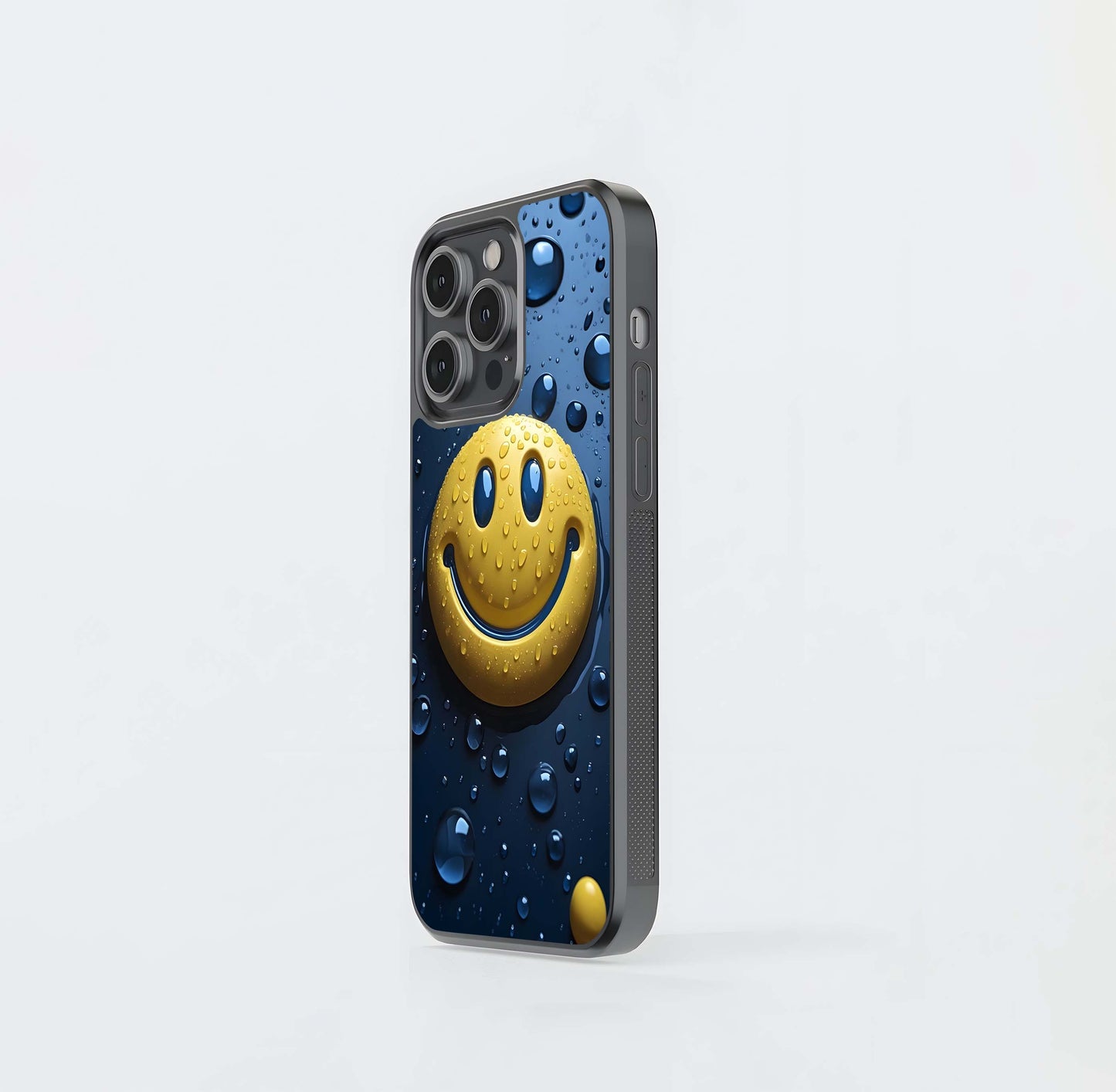 Smiley Face Water Droplets Glass Case