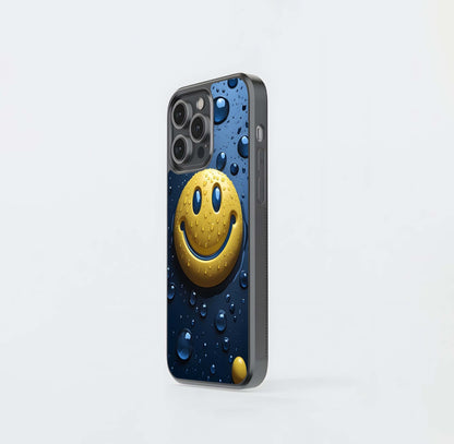 Smiley Face Water Droplets Glass Case