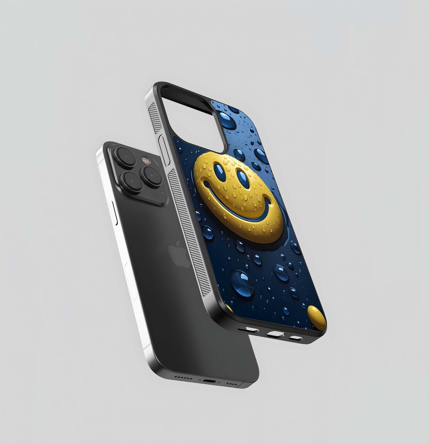 Smiley Face Water Droplets Glass Case