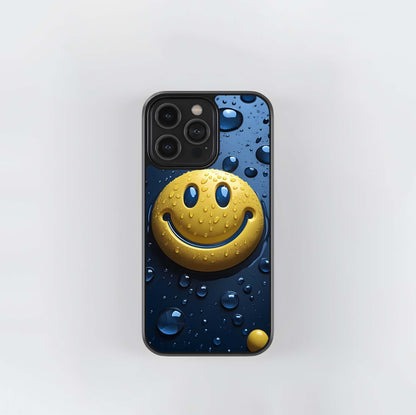 Smiley Face Water Droplets Glass Case