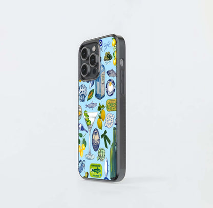 Blue Lemon Collage Glass Case