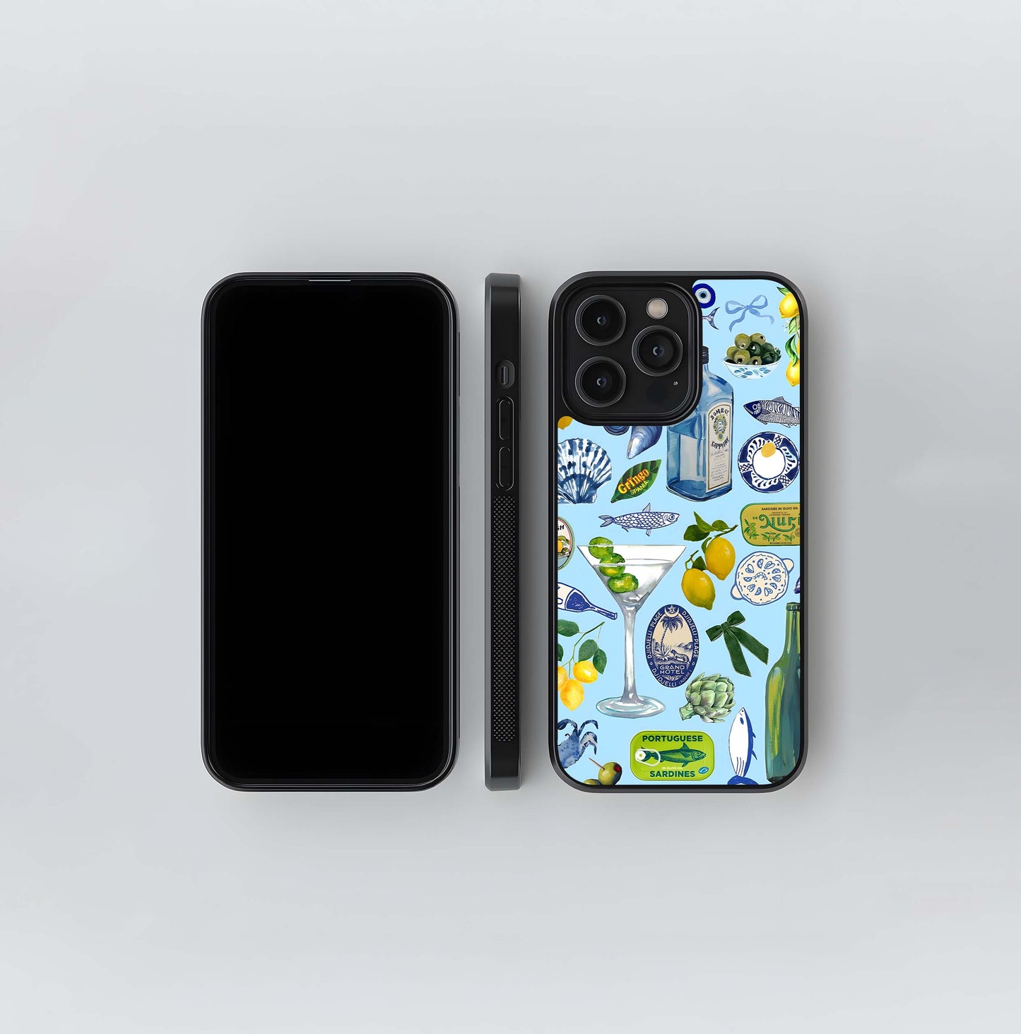 Blue Lemon Collage Glass Case