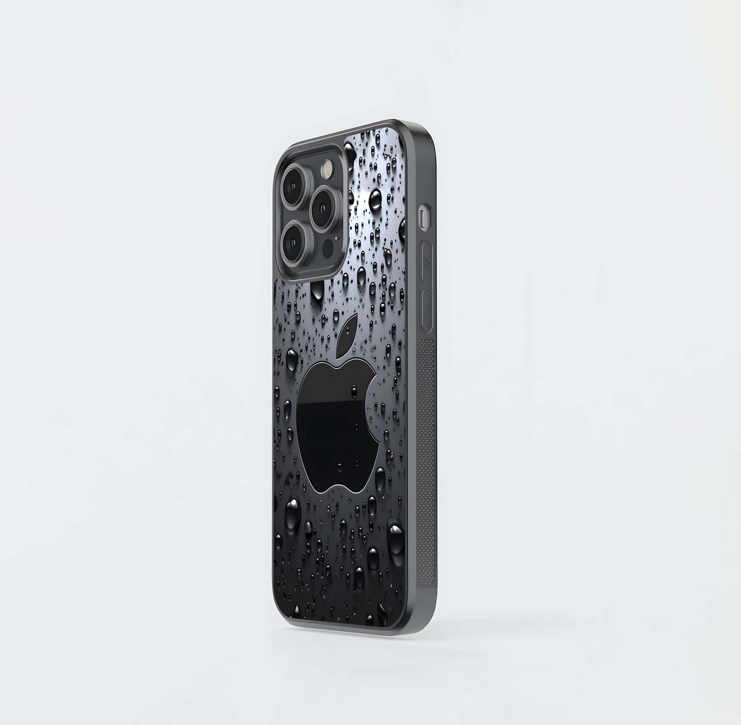 Waterdrop Black Iphone Logo Glass Case