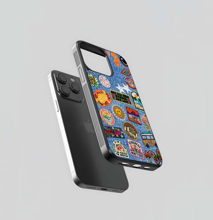 Boho Badge Denim Glass Case