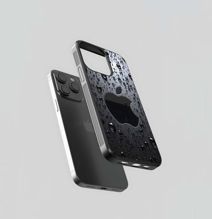 Waterdrop Black Iphone Logo Glass Case