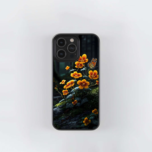 Forest Orange Flowers Glass Case