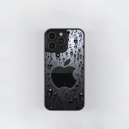 Waterdrop Black Iphone Logo Glass Case