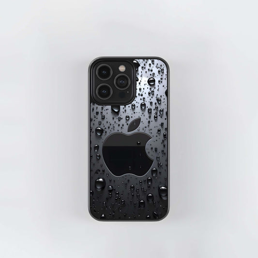 Waterdrop Black Iphone Logo Glass Case