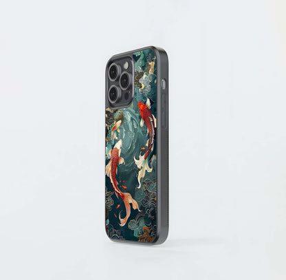 Koi Fish Scenery Glass Case