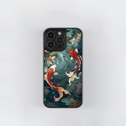Koi Fish Scenery Glass Case