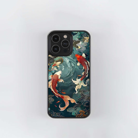 Koi Fish Scenery Glass Case