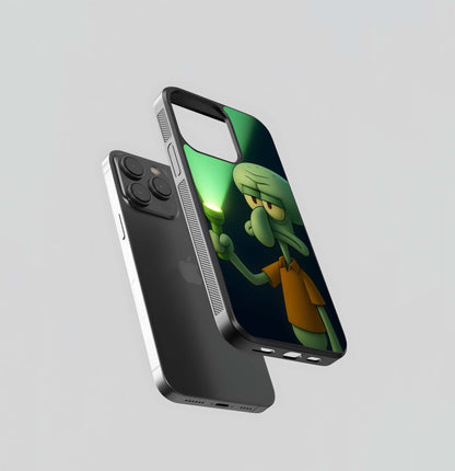 Squidward with Glowing Flashlight Glass Case