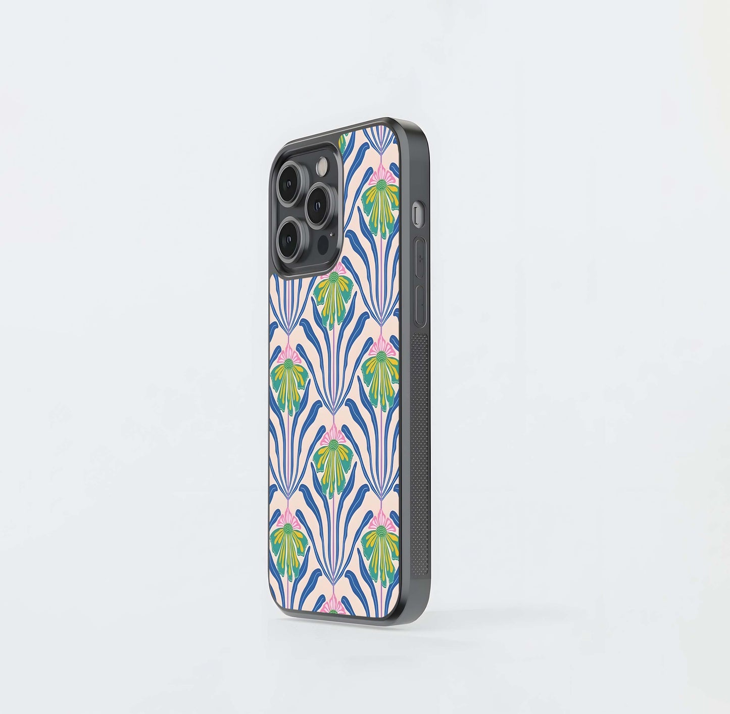 Bold Blue Botanical Glass Case