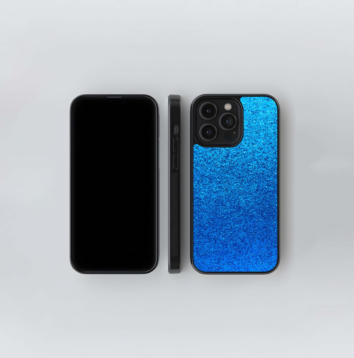 Cerulean Glitter Fade Glass Case
