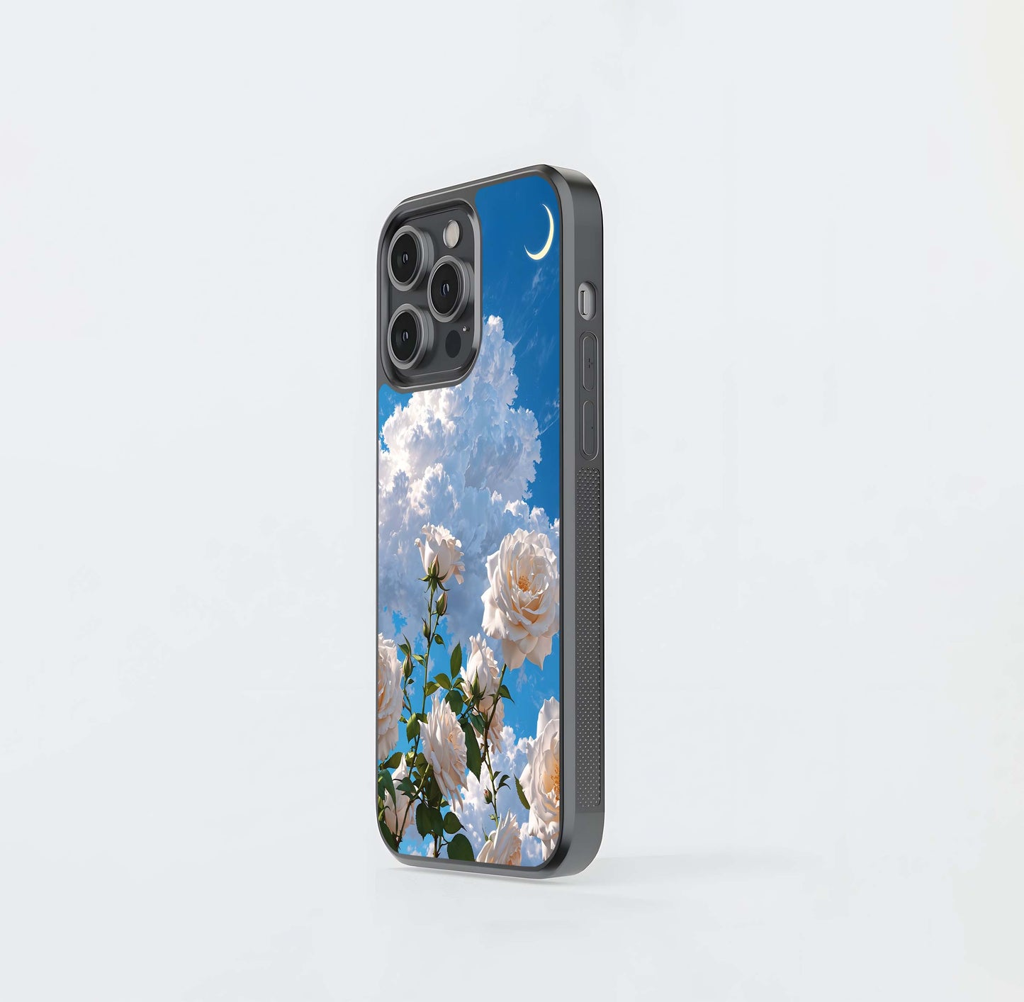 White Flower Scenery Glass Case