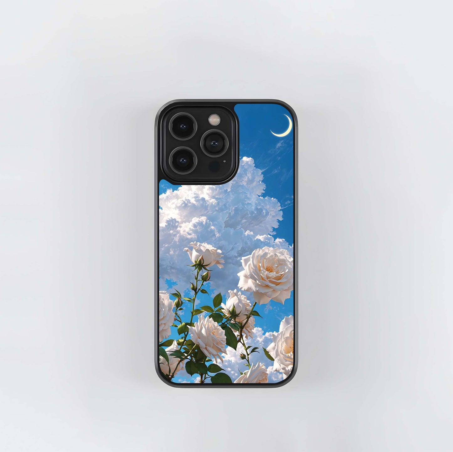 White Flower Scenery Glass Case