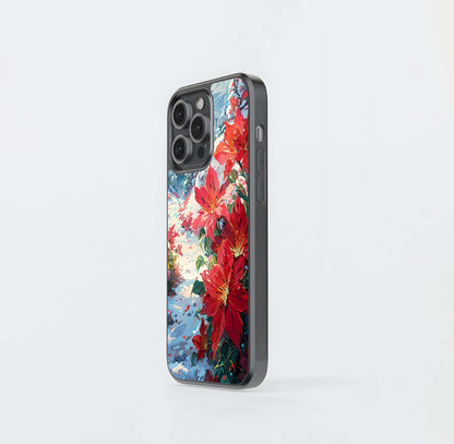 Winter Floral Art Glass Case