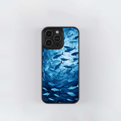 Aqua Drift Bloom Glass Case
