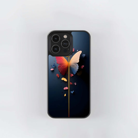 Symmetrical Split-Color Paper Butterfly Glass Case