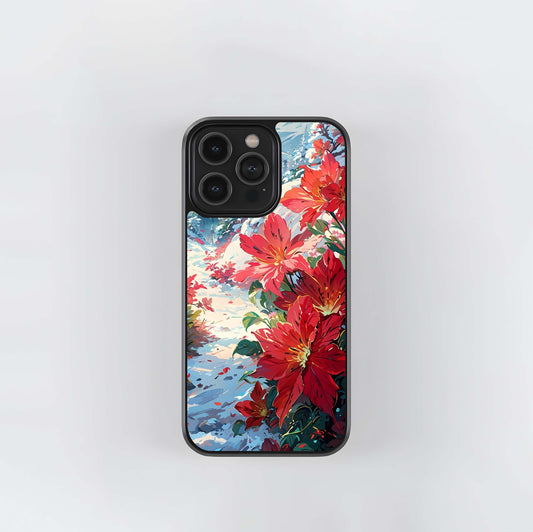 Winter Floral Art Glass Case