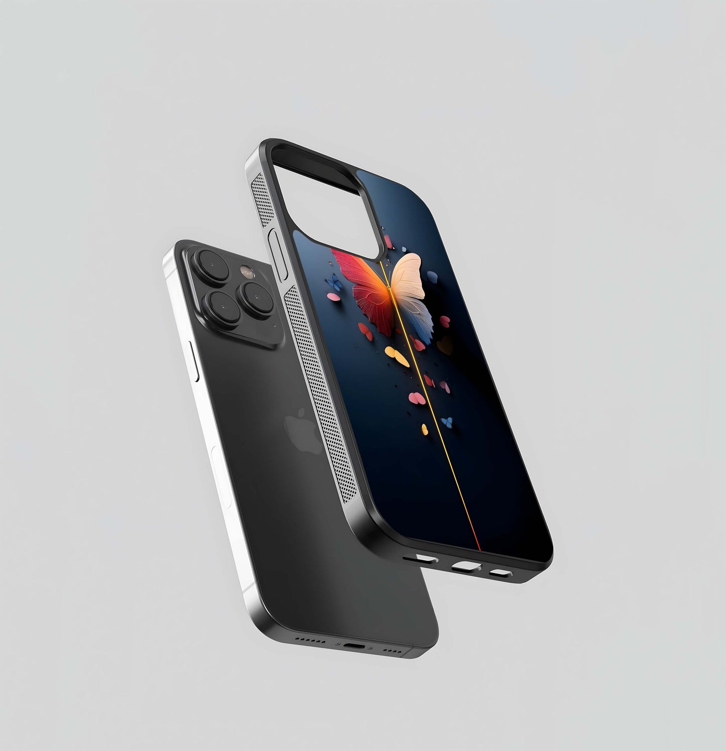 Symmetrical Split-Color Paper Butterfly Glass Case