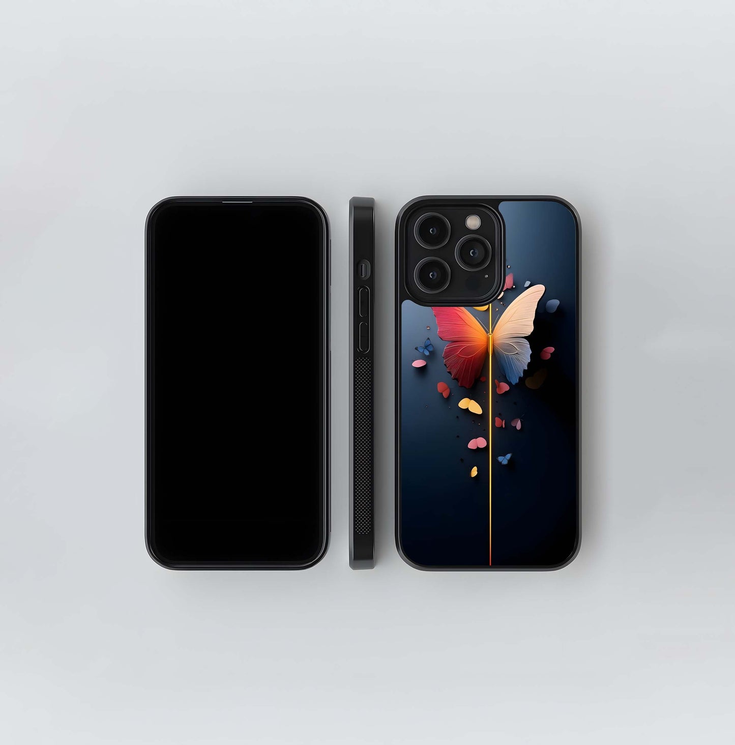 Symmetrical Split-Color Paper Butterfly Glass Case